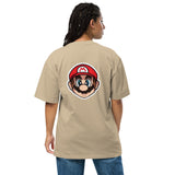 oversize faded t shirt khaki color super mario back view