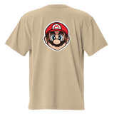 oversize faded t shirt khaki color super mario back closeup