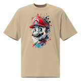 oversize faded t shirt khaki color super mario front closeup