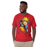 naruto art unisex red front t shirt men smiling