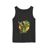 Unisex cotton tank top with flying turtle print on the front