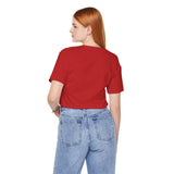 Back view of the unisex jersey tee with a plain design.