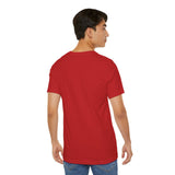 Back view of the unisex jersey tee with a plain design.