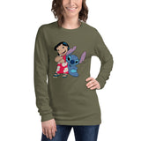 Unisex long sleeve t-shirt featuring a Lilo & Stitch print on the front 