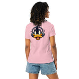 Model wearing a women's Daffy Duck print t-shirt, styled with jeans for an everyday look.