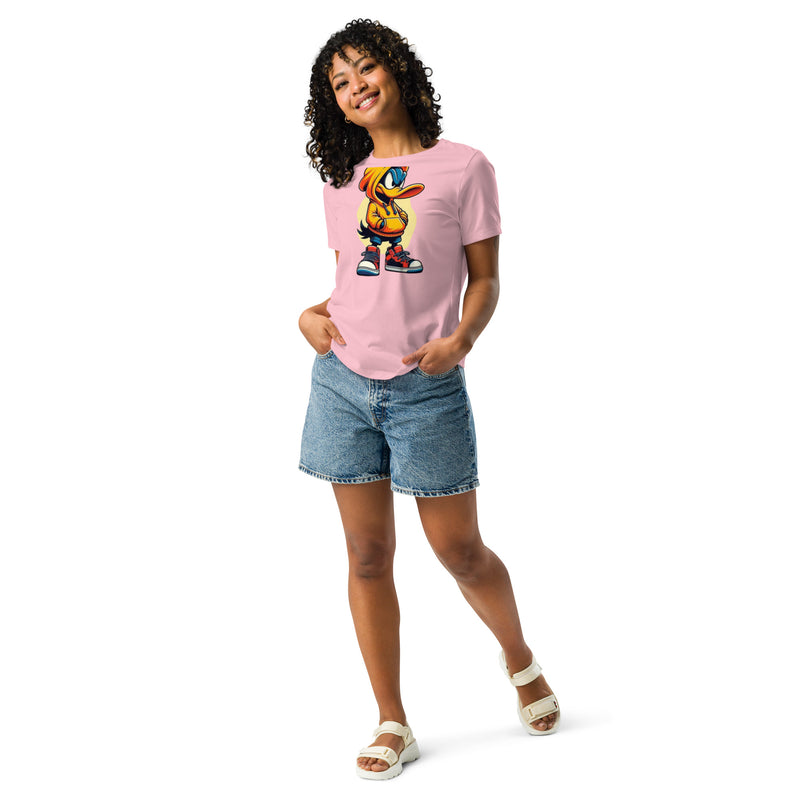 Cotton women's t-shirt with a fun Looney Tunes-inspired Daffy Duck print, perfect for fans.